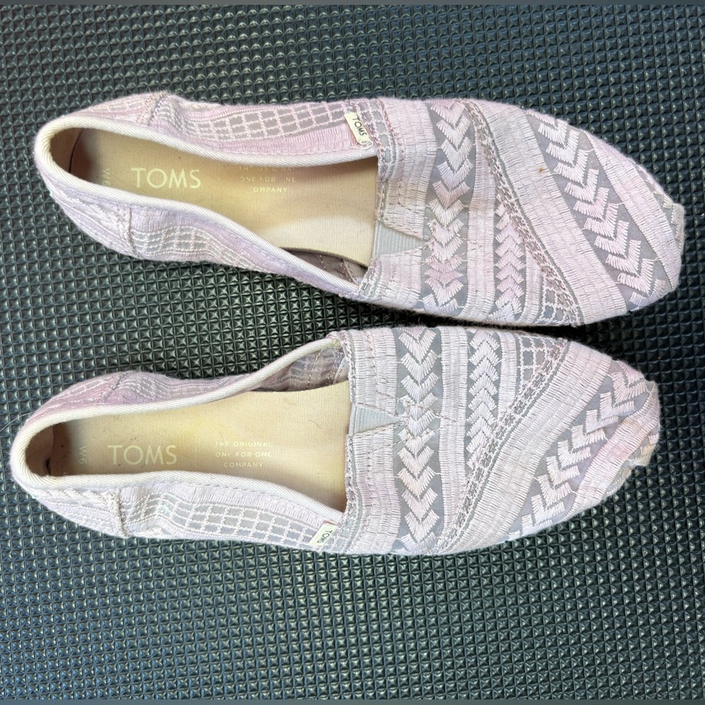 TOMS’s Alpargata Burnished Lilac Arrow Embroidered Mesh slip-on shoes